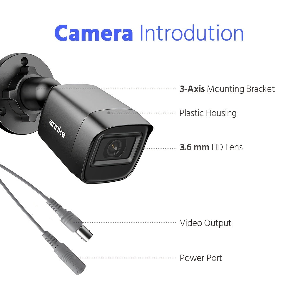 ANNKE 3K Lite 5-in-1 8CH DVR Wired 1080P Video CCTV Security Camera System with Smart AI Human&vehicle Detection, 8pcs 66ft EXIR Night Vision Home Surveillance Cameras 24/7 Around Recording, Real-time Email Alerts, Multi-Devi
