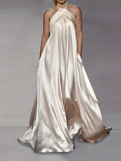 Plus Size, HERTALK Summer and Autumn New Fashion Casual Solid Color Long Flared Dress for Women
