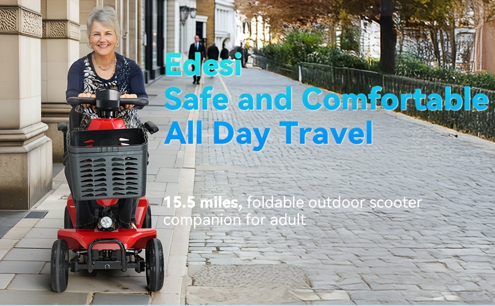 Foldable 4-wheel Electric Scooter, 300lbs Stable Load, 15-mile Durable Range, 250W Motors Climb Powerfully, Foldable To Save Space, Front Practical Basket, Smooth Shopping & Commuting, A Great Helper