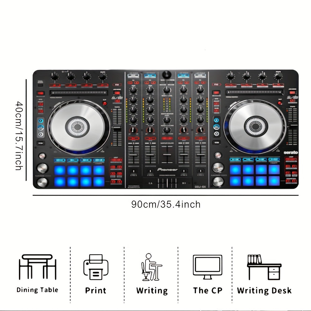 Pioneer DJ-SX Inspired Serato DJ Pro Controller Mouse Pad & Desk Mat - Non-Slip Rubber Base, Smooth Polyester Surface with DJ Equipment Layout (Transport Controls, Effects, Sampler) for Home Studio, Office & DJ Workspaces - D