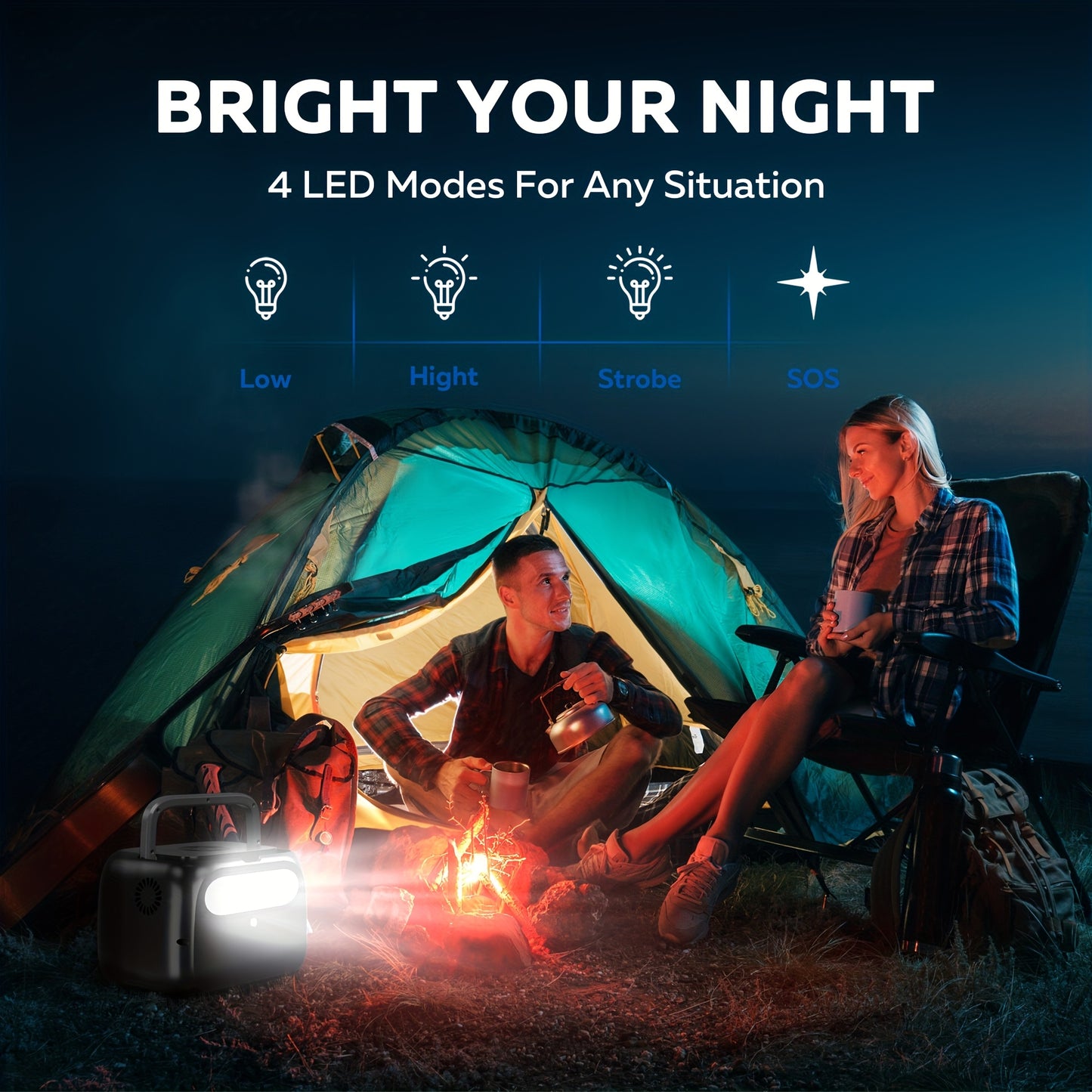345Wh 500W Portable Power Station (100W Solar Panel Sold Separately) | LiFePO4 Battery, UPS Function, 2x110V AC Output | Power for Camping Gear, Garden/Yard Decor, Party Decorations, Christmas Lights | Solar Generator, Emerge