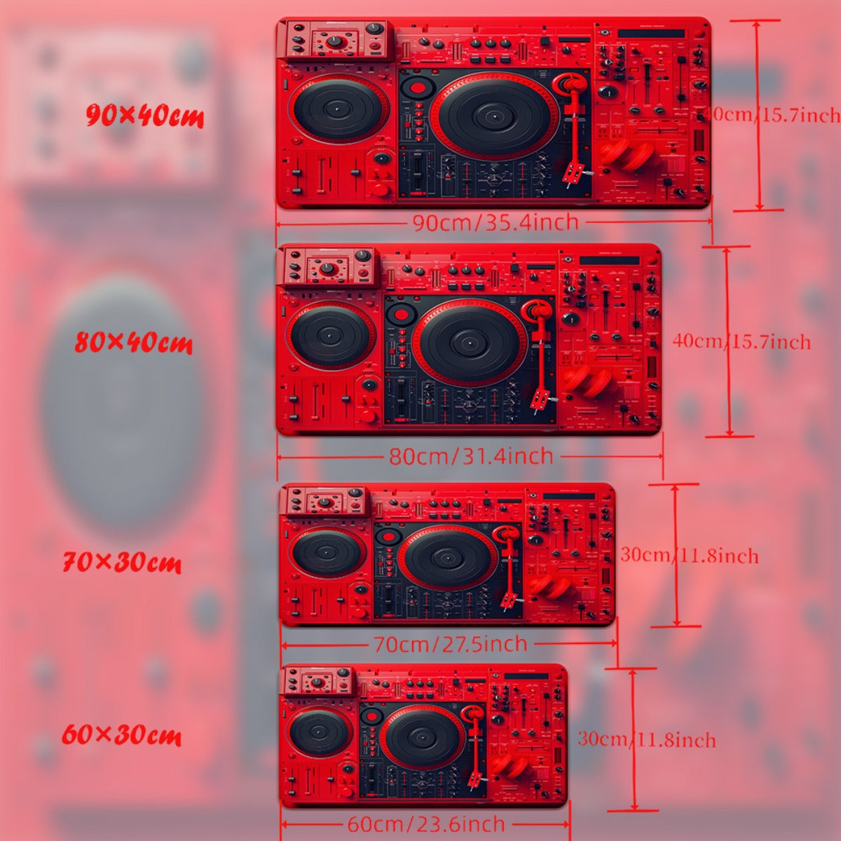 1pc Red DJ Controller Pad with Non-Slip Rubber Base - Large XXL Gaming & Office Mouse Pad, Multi-Functional Design for DJs, Musicians, and Computer Users, Vibrant Desk Decor for Music Lovers, Musician Gear | Vibrant Desk Deco