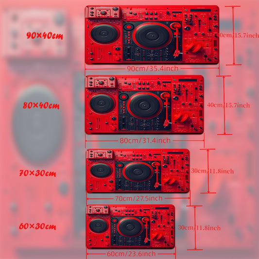 1pc Red DJ Controller Pad with Non-Slip Rubber Base - Large XXL Gaming & Office Mouse Pad, Multi-Functional Design for DJs, Musicians, and Computer Users, Vibrant Desk Decor for Music Lovers, Musician Gear | Vibrant Desk Deco