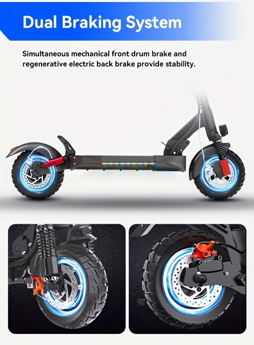 Aoniu M4 Electric Scooter for Adults with Seat Fast 25-30 Speed Off Road Heavy Duty 300 Lbs 10 Inch Foldable E Scooter Mobility Folding Bike for Men 30 to 40 Miles Long Range E Scooters