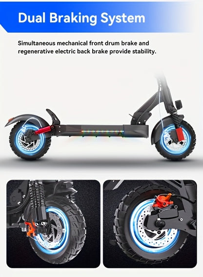 Aoniu M4 Electric Scooter for Adults with Seat Fast 25-30 Speed Off Road Heavy Duty 300 Lbs 10 Inch Foldable E Scooter Mobility Folding Bike for Men 30 to 40 Miles Long Range E Scooters