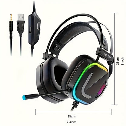 Colusi Gaming Headset with Microphone & Noise Cancellation, RGB Lighting, Wired PC Headset for PS4/PS5, Laptop, USB-Powered, Volume Control, Push Button, Closed-back Design, Sound Isolation, Plastic Material, Tangle-free Cabl
