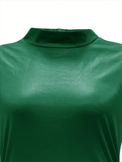 [Sexy Slit Dress] Women'S Solid Color Bodycon Hot Dress with a Stylish Belt, Fitted Long Sleeves, And a Sexy Side Slit, Mid-Length.