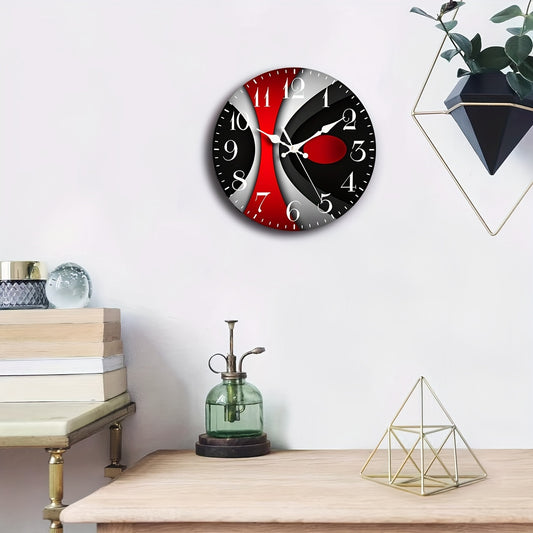 1-Pack JFHT Modern Large Round Wall Clock with Black & Red Face, White Hands & Black Numerals - Minimalist Silent Non-Ticking ( Not Included) - Easy-to-Read Large Face for Living Room, Bedroom, Office Decor - Black/Red/White