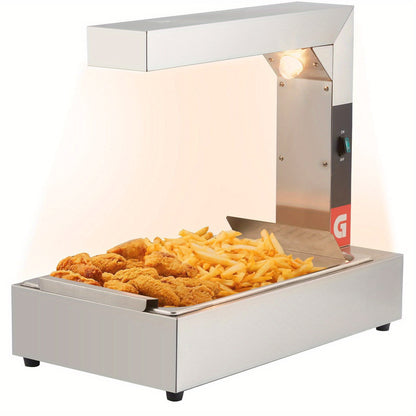 750W Commercial Electric French Fry Warmer with Free-Standing Light & Digital Thermostat Control - Heavy-Duty Stainless Steel Countertop Food Warmer with Spacious Heating Chamber, 120V Plug-In Operation for Restaurants, Parti
