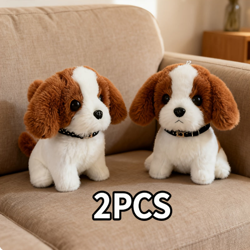 Interactive Walking & Wagging Plush Robotic Puppy Dog - Realistic - Robot Pet with Bark & Tail Movement, Smartphone-like Button-Free Operation, for & Adults (/Dark Brown/Gray) - Christmas/Halloween Gift for &