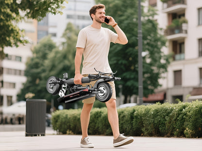 Adult Electric Scooter 700W Motor 20 MPH & 35 Mile Range, Foldable E-Scooter with Seat, 10" All-Terrain Tires, Dual Suspension, 48V 15AH, Heavy-Duty Black/Red E--like Ride for Adults ( Plug)