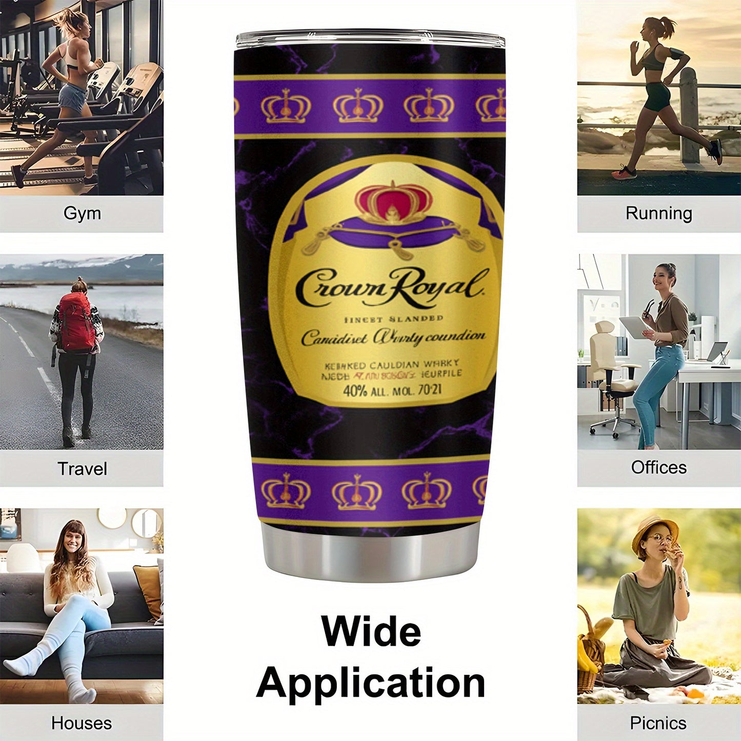 1pc 20oz Crown Royal Whiskey-Themed Stainless Steel Tumbler, Leakproof, Insulated, Non-Slip, Shatterproof, Perfect for Christmas, Halloween, Valentine's Day, Easter, Thanksgiving - Portable and Durable Whiskey Accessory
