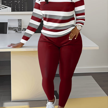 Smct01 Casual Long Sleeve Set with Striped Custom Print