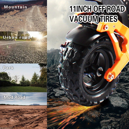 Adult Electric Scooter with 37-Mile Range, 11'' All-Terrain Offroad Tires & Dual Brakes - Foldable E-Scooter with Absorption, LCD Display, /NFC, 2-in-1 Power (/) for Commuting, Long Range Riding (Heavy