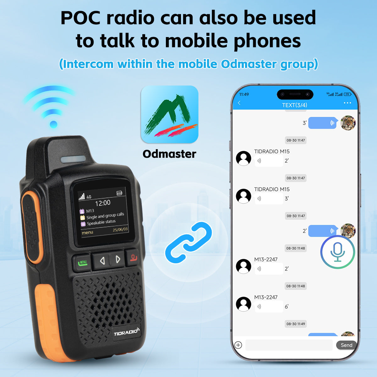 TIDRADIO M13 Global Walkie Talkie 5000km Long Rang Global PPT Walkie-Talkie with SIM Card 1 Year Free Data Service Transnational POC Radio, Transnational Communication, Emergency Radio, Durable Construction, Portable Device,