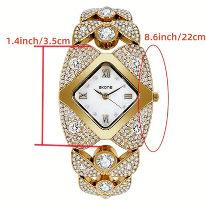Women'S Elegant Watch - Roman Numeral Dial, Stainless Steel Band, Mechanical Movement, Non, Ideal for Business, Couples, Back-to-School, Christmas Gift, Without Battery