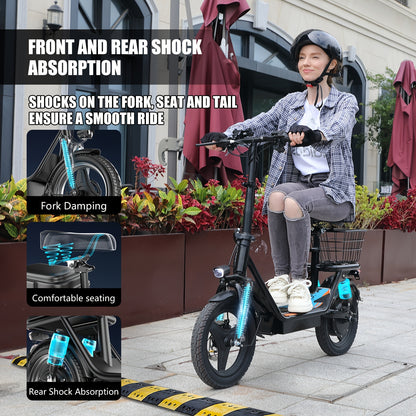 Two Options Available: Z6 48V Electric Bicycle & K8 36V Electric Scooter | 500W Dual Motor | 19MPH Speed | Folding Design+Removable Basket | Available in Both Sitting Positions/ Single Seat | Turn Signal Functionality | UL Ce