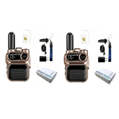 Global POC 10000 Miles Walkie-Talkies Ultra Long Distance International Intercom Unlimited Range PTT Walkie Talkie Multi- Functional Two Way Radios 2 Radios 2 Cards 2 Headphones Set