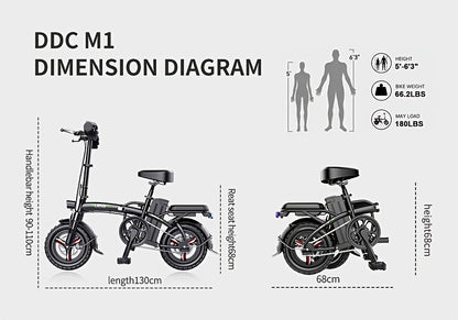 740W Lightweight Cool Off-road Folding Bike 20 Mph, 35 Miles Of Range, Removable Battery, Headlight 390 Lbs Load Capacity, Alloy Steel Frame, Foldable City Commuter Electric Bike, Portable Bike for Fitness And Leisure Enthusi