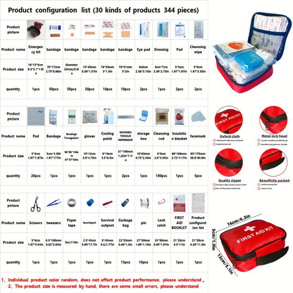 344/738/1030pcs In One Multifunctional Portable Emergency Kit, Suitable for Family, School, Car, Travel, Outdoor Exploration, Essential for Preventing Emergencies, And The Thoughtful First Choice Gift for Family And Friends!