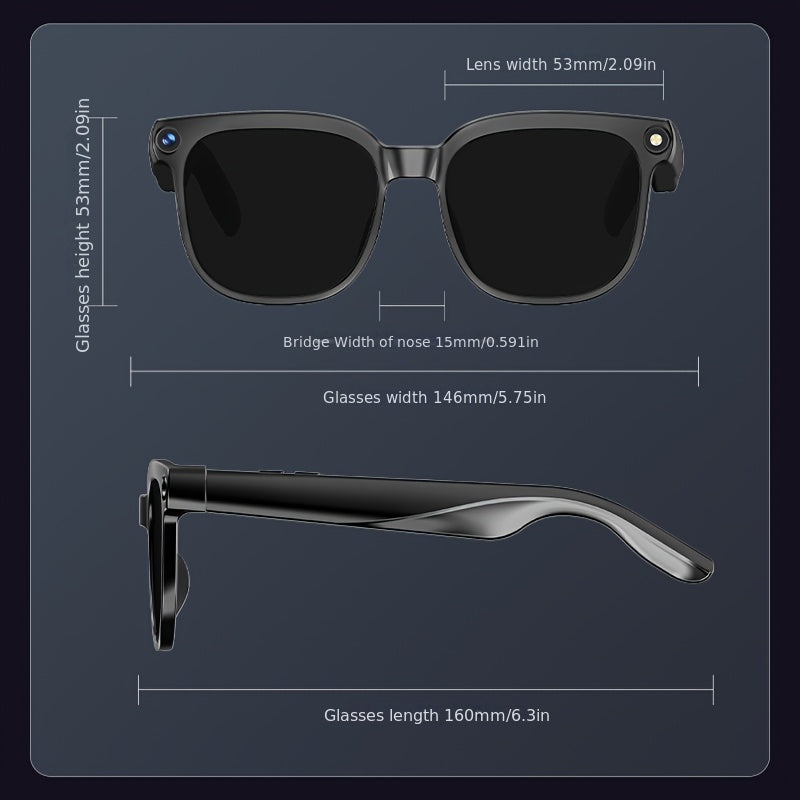 New Release AI Smart Glasses with 8MP HD Camera & 1080P Video Recording, Built-in AI Voice Assistant, Wireless Wireless Smart Glasses for translation (164 Languages), Compatible with iPhone/iOS & Android, ic, Unisex for Men/W