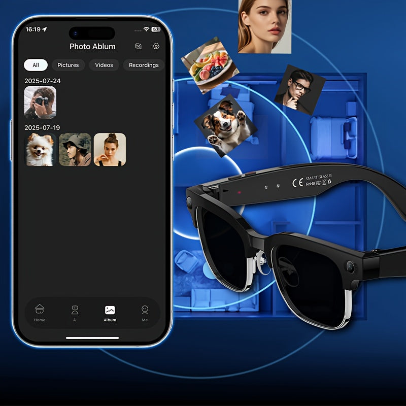 Brand New Design - New Arrival - Stylish Glasses With Smart Camera | Wireless Calling And Music Playback | Real-time Multi-language Translation | HD Video Recording | UV Protection | Lightweight, Hands-free Design - Perfect F