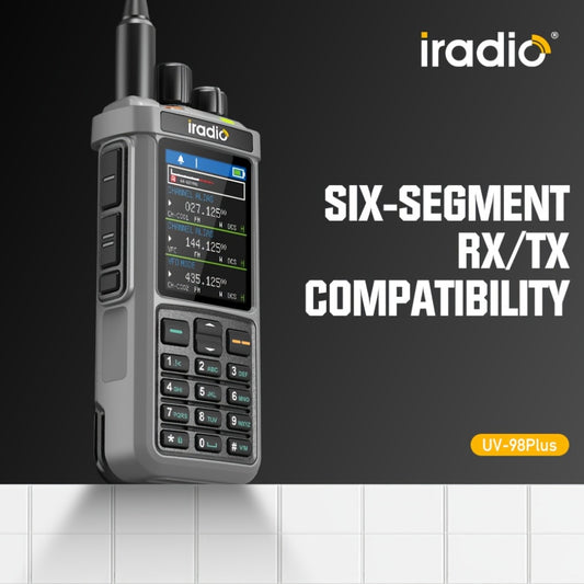 Iradio UV-98PLUS 6 Bands Walkie Talkie 10W High Power Cross Band Repeater Radio, 1024 Canales for Emergency, Outdoor, Security, Emergency Communication, Outdoor Communication, Handheld Radio, Professionalgrade Radio, Highpowe