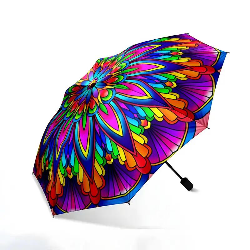 Automatic Open/Close Umbrella with 8-Rib Strong Canopy - Automatic Folding/Unfolding Compact Travel Umbrella, Automatic Self-Opening/Closing, Portable  Umbrella for Women & Men, Wind-Resistant for commuting, Outdoor, Gifts (A