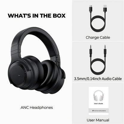 Active Noise Cancelling Headphones Wireless Headphones with Rich Bass, Clear Calls, 30 Hours Playtime, Comfort Fit, Black
