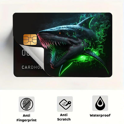 Fierce Mutant Shark Pattern Sticker Set, Featuring a Future Sense, Technology Sense, Durable Privacy Stickers Made of PVC, Suitable for Credit Cards, Transportation Cards, Debit Cards, Keys, And Is Designed to Protect Bank Ca