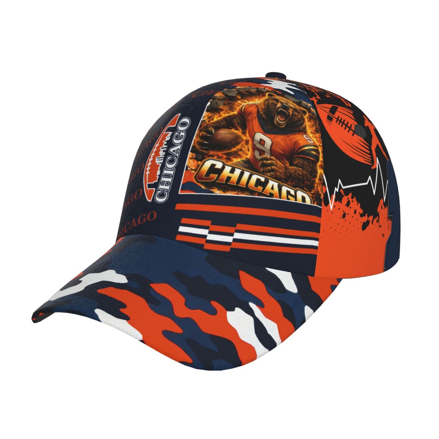 Chicago Print Adjustable Snapback Baseball Cap for Men & Women, Breathable Unisex Hat Suitable for Daily Wear,, Outdoor - Chicago