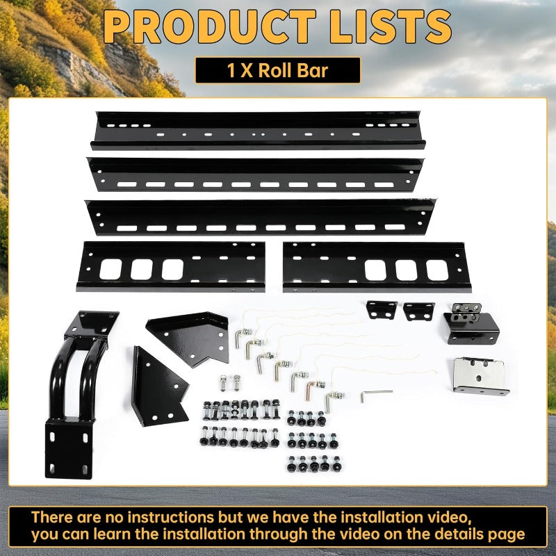 Adjustable Roll Bar Chase Rack Compatible with Full Size Trucks Silverado Ram F150 Sports Bar Cargo Rack Black Steel