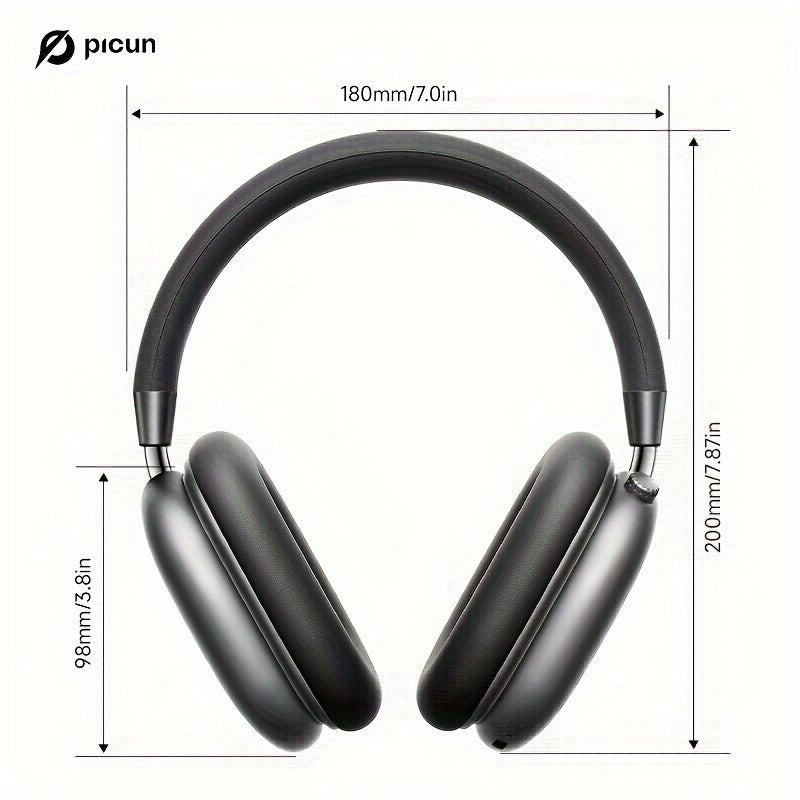 Picun F5 Hybrid ANC Wireless Headphones with 45dB Noise Cancellation, Wireless 5.4 Low-Latency, Spatial Audio, Hybrid ANC/Passive Mode, -C/, Compatible with PC/Laptop/Tablet/Skiing Headphones, 3.5mm Cable & Built-in Mic