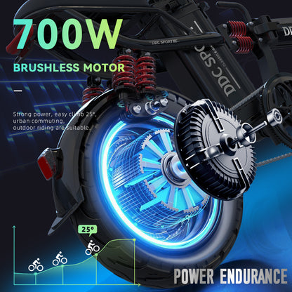 M1 Electric Bike For Adults,35 Miles Range,700W peak motor,20MPH Speed, 48V 20Ah Removable Battery, Dual Disc Brakes, Front And Rear Suspension & Commuter EBike, 14'' all-purpose tire, LCD Mileage Display,, 330lbs Capacity -
