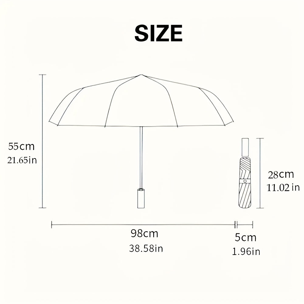 1pc Open/Close Compact Umbrella with & Heavy-Duty 8-Rib Frame - & Forest Bloom Pattern (Butterflies/Tortoiseshell) - Portable Folding Umbrella for s, &, Fits in Briefcase/ Box -