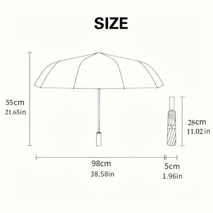 1pc Open/Close Compact Umbrella with & Heavy-Duty 8-Rib Frame - & Forest Bloom Pattern (Butterflies/Tortoiseshell) - Portable Folding Umbrella for s, &, Fits in Briefcase/ Box -