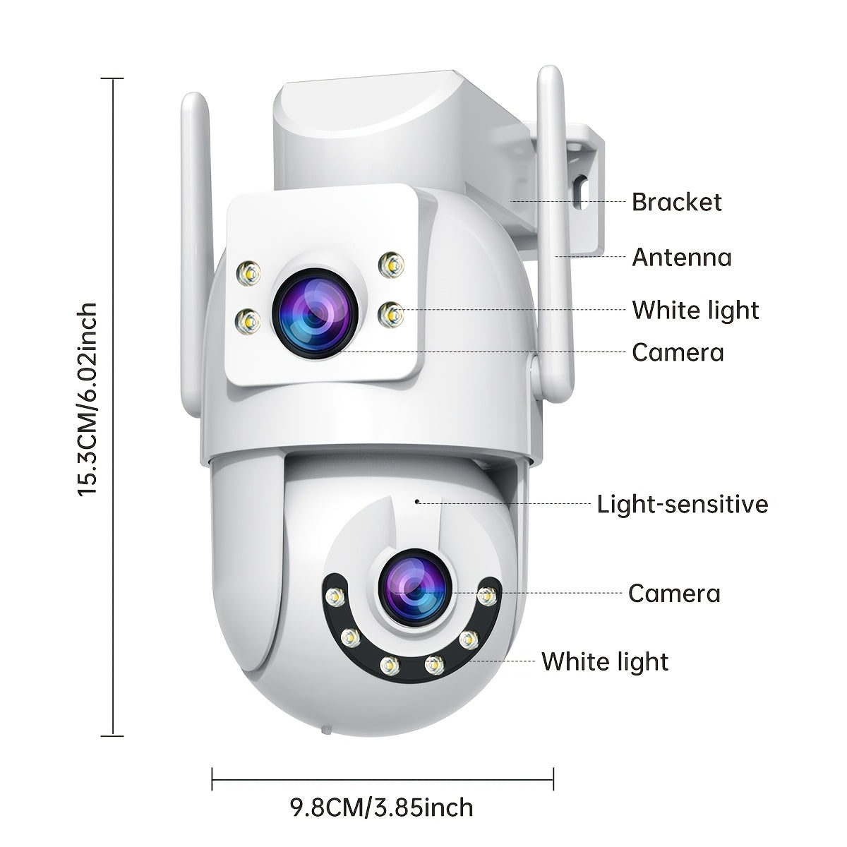 5G Outdoor Wireless IPX6 Security Camera with 1296P Full HD Night Vision, Dual-Lens Dual Screen, Motion Detection, Two-Way Audio, Multi-Party Sharing, Usb-powered For Home, Farm, Garden, Farm Surveillance, Modern Surveillance