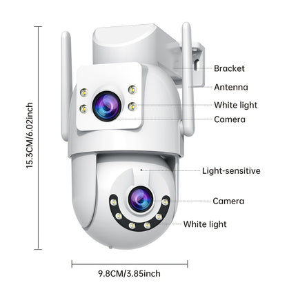 5G Outdoor Wireless IPX6 Security Camera with 1296P Full HD Night Vision, Dual-Lens Dual Screen, Motion Detection, Two-Way Audio, Multi-Party Sharing, Usb-powered For Home, Farm, Garden, Farm Surveillance, Modern Surveillance