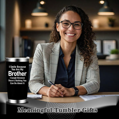 Brother Gifts - 20oz Tumbler Cup, Big Brother Gift, Christmas, Father'S Day, Birthday Gifts from Sister- Stainless Steel Edge Design