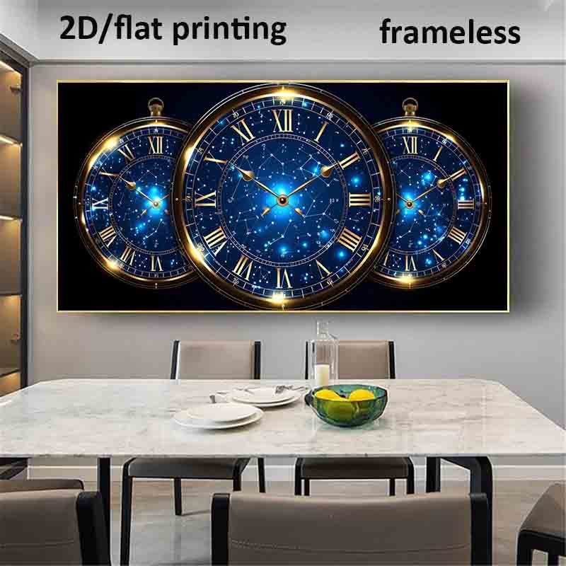 1pc Extra Large Modern Celestial Wall Art Poster - Timeless Constellations Canvas Print with Roman Numerals, Deep Blue & Golden Accents - Frameless Large Wall Decor for Living Room, Bedroom, Office - Easy Hanging Installation