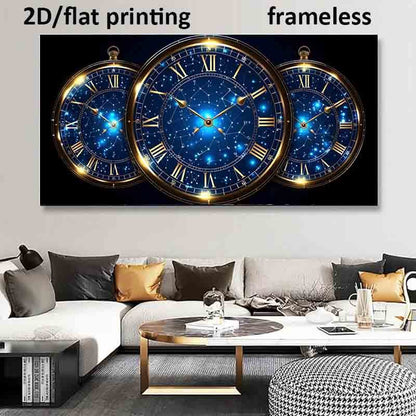 1pc Extra Large Modern Celestial Wall Art Poster - Timeless Constellations Canvas Print with Roman Numerals, Deep Blue & Golden Accents - Frameless Large Wall Decor for Living Room, Bedroom, Office - Easy Hanging Installation