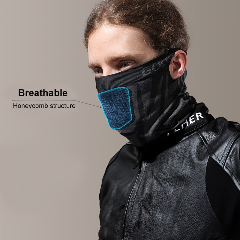 Unisex Face Mask Scarf Neck Gaiter, Breathable Elastic Soft Reusable Half-Face Mask, Black Ear-Loop Knitted Face Cover, Multi-Functional Headwear
