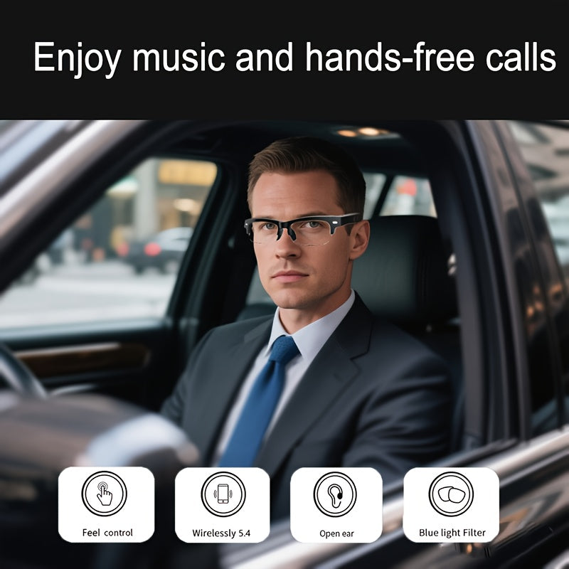 New Fashionable Intelligent Color Changing Glasses, with Automatic Dimming Lenses, Anti Blue Light Function, Built-in Microphone, Intelligent Voice Calling, Open Clear Sound, Wireless Connection, Comfortable Wearing for Busin