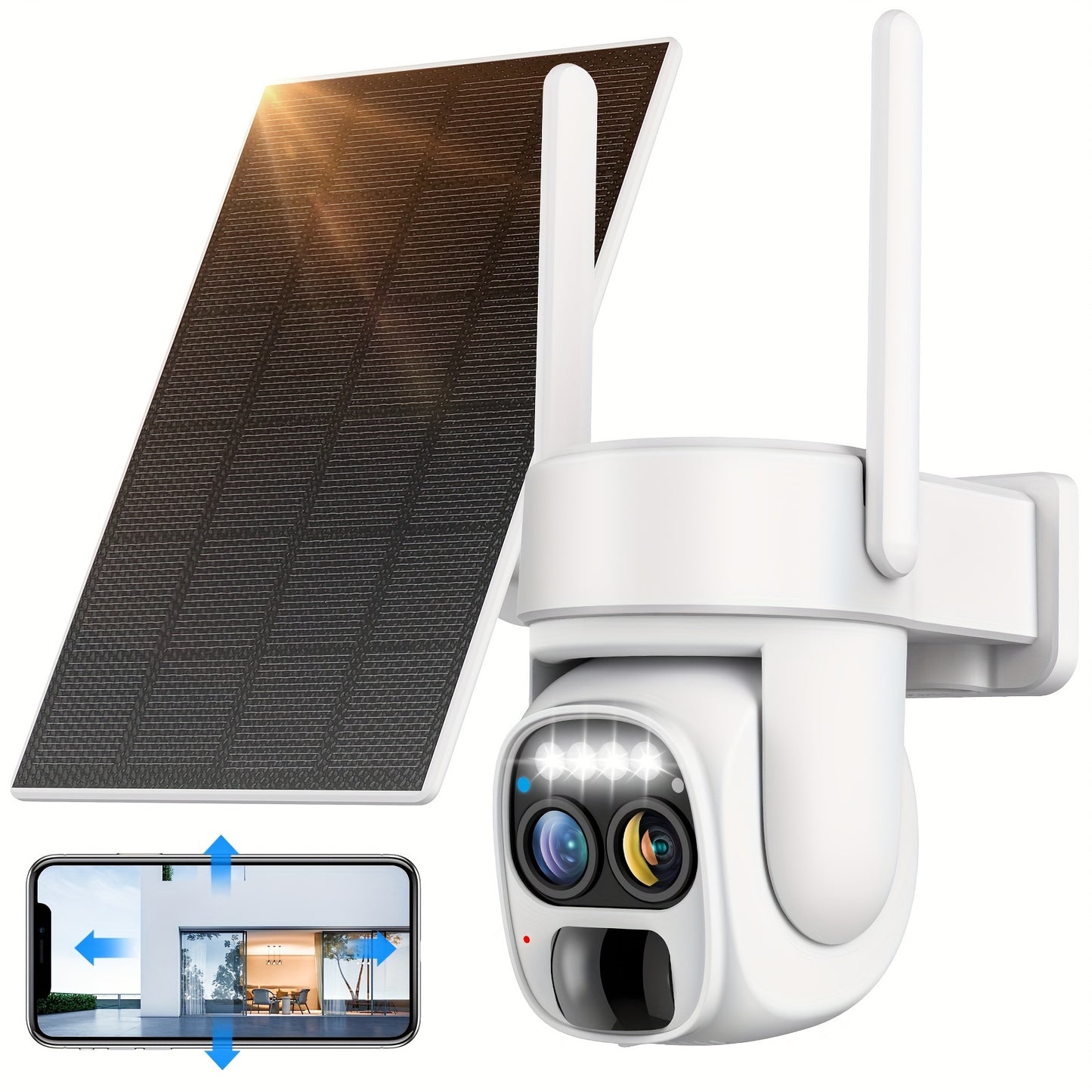 Hawkray [10x Zoom] 360-degree Low-power Cctv Solar Panel Battery 2K FHD WiFi Camrea With Spotlight Alarm, Motion Detection, Color Night Vision, Two-way Audio And