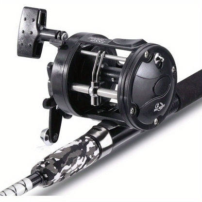 Conventional Reel and Fiberglass Fishing Rod Combo, Medium Heavy for Catfish Angling