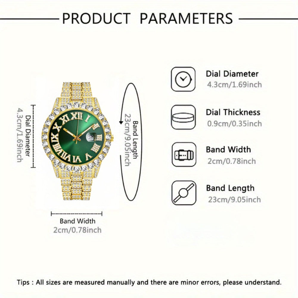 6pcs/ set Men Watch, Luxury Men Watches, Alloy Watch Strap Watch for Men, Quartz Watch, Calendar Adjustable, Work and Daily Decorationfor Casual Attire, Hristmas Present Halloween GiftIdeal Choice for Gifts Wrist Watch, Reloj