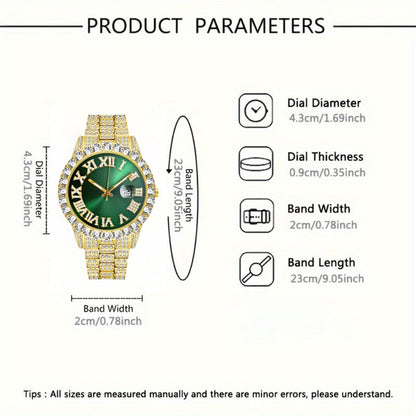 6pcs/ set Men Watch, Luxury Men Watches, Alloy Watch Strap Watch for Men, Quartz Watch, Calendar Adjustable, Work and Daily Decorationfor Casual Attire, Hristmas Present Halloween GiftIdeal Choice for Gifts Wrist Watch, Reloj