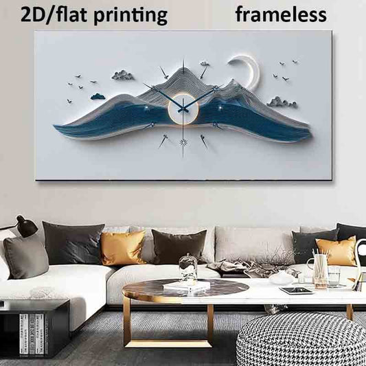 1pc Extra Large Modern Minimalist Ocean Wave Clock Canvas Poster - Frameless Wall Art Print, Large Modern Decor for Living Room, Bedroom, Clock Wall Decor, Extra Large Wall Clock, Living Room Wall Pictures, Wall Pictures, Liv