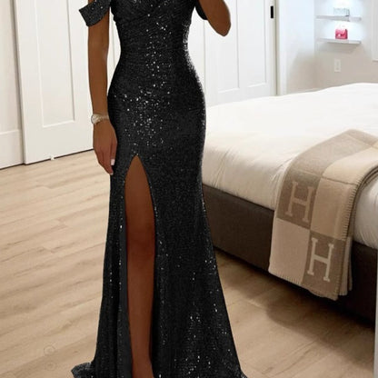 European And Spring And Autumn New Suspender Sequined Split INS Casual Loose Party Dress