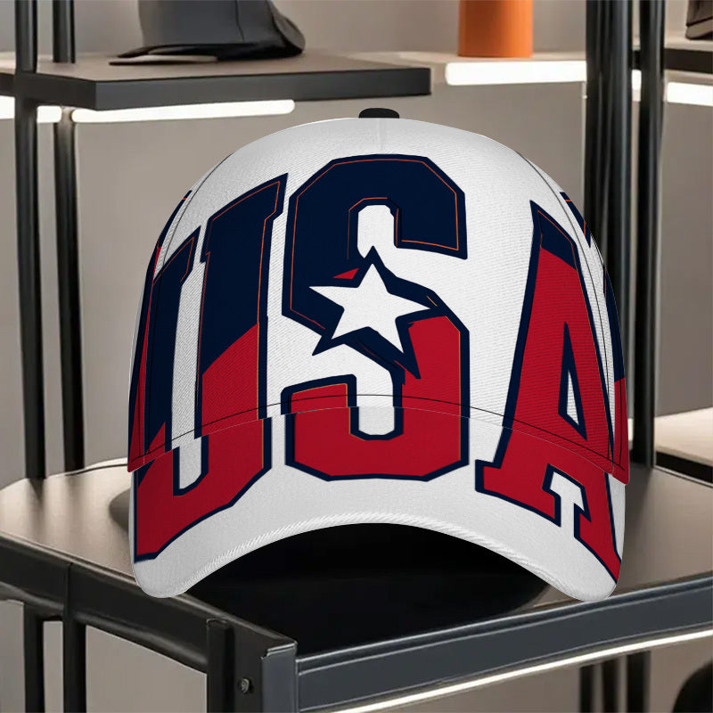1pc Patriotic USA Baseball Cap - Red, White & Blue Star Graphic Hat, Lightweight Adjustable Snapback Closure for Sports, Gym, Fourth of July, Halloween - Men's Casual Athletic Hat, 2D Flat